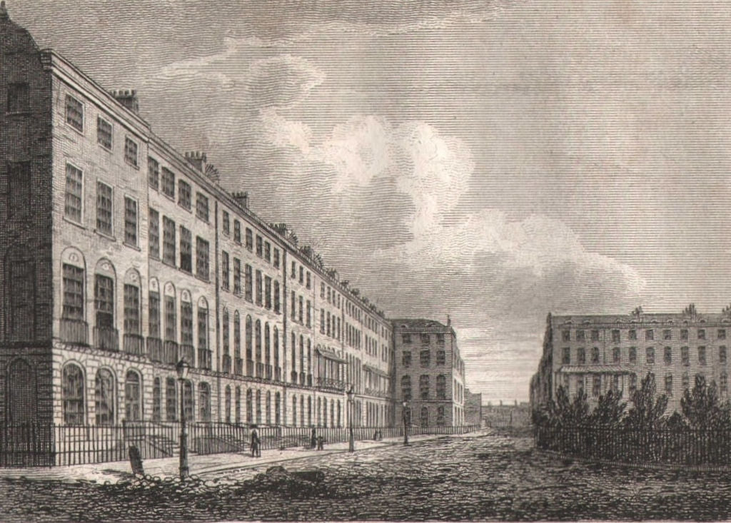 Finsbury Square, London. Antique engraved print 1817 old picture